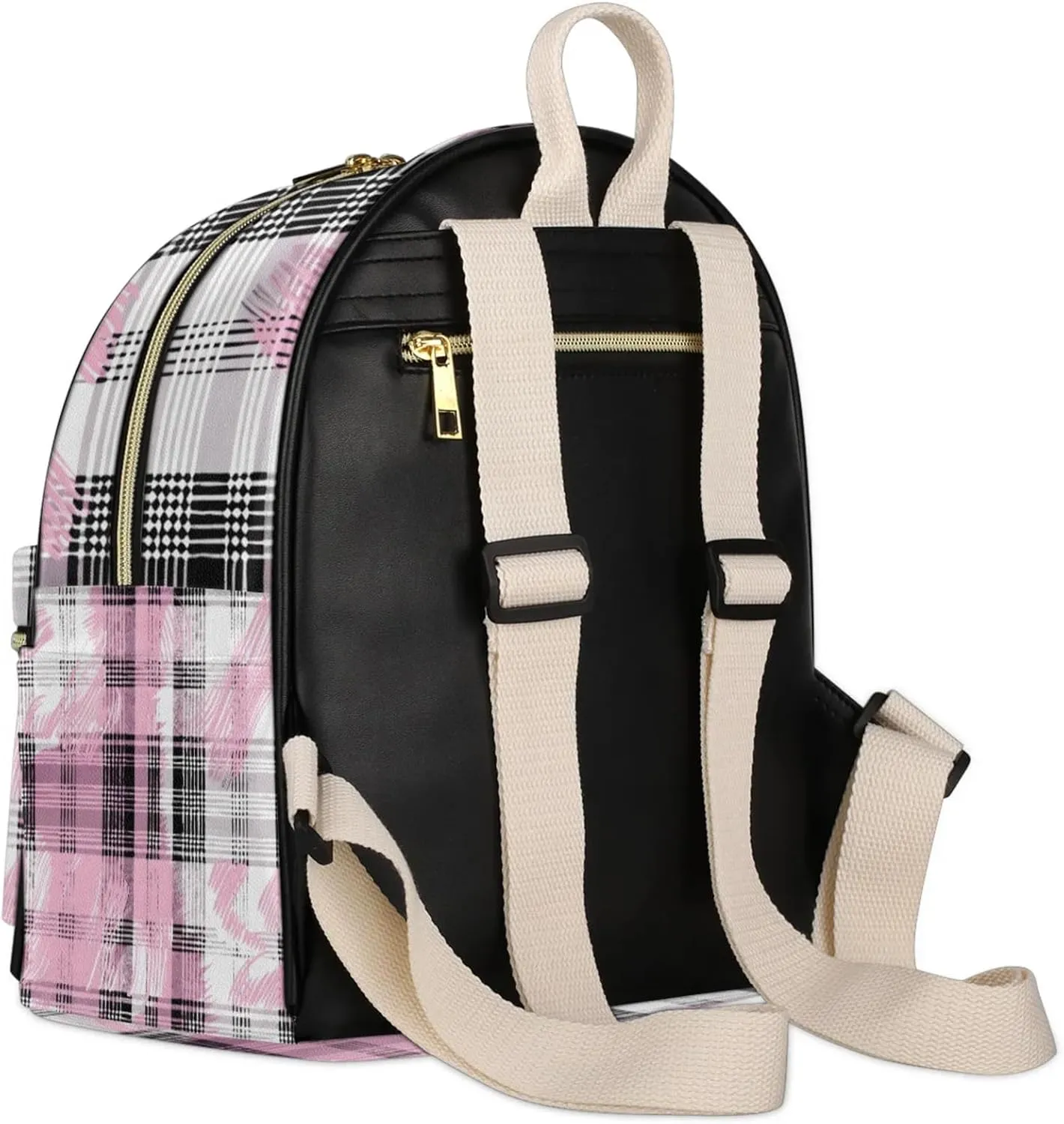 Personalized with Name Small Leather Backpack for Women,Back Pack Purses Mini Ladies Shoulder Bags Casual Daily Travel Small Diaper Bag Fashion Custom Gift Backpacks,Pink Grid