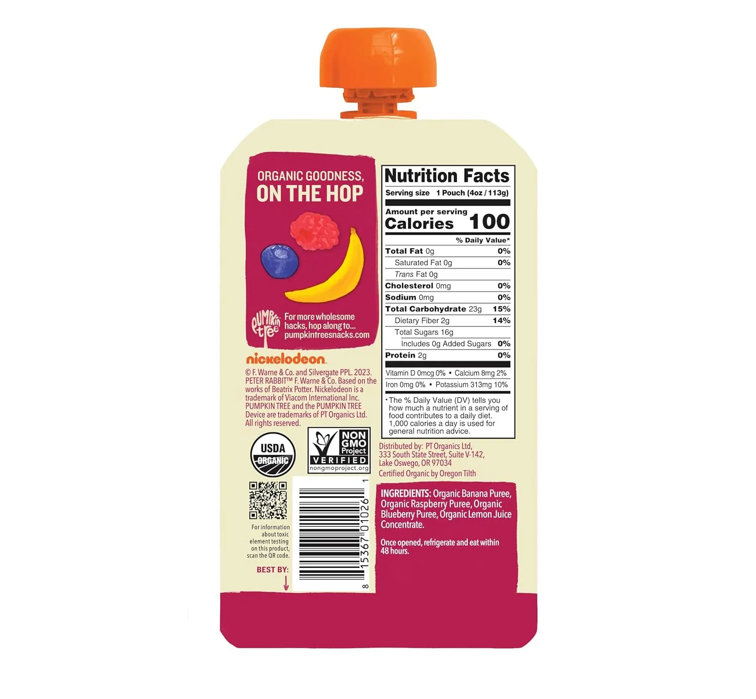 Peter Rabbit Organics Fruit Flavors Variety Pack 4 oz. Squeezable Pouches (Pack of 18)