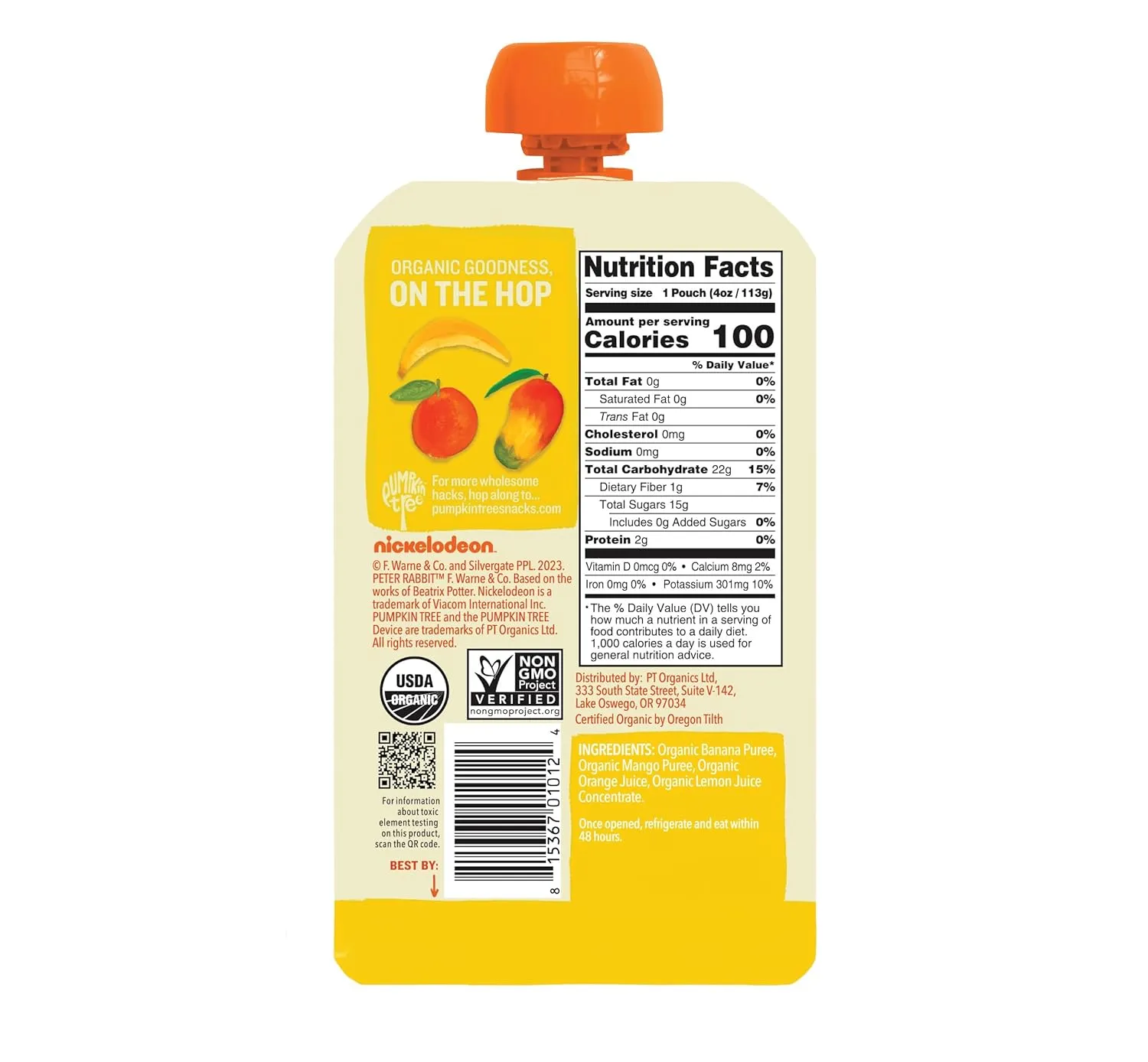 Peter Rabbit Organics Fruit Flavors Variety Pack 4 oz. Squeezable Pouches (Pack of 18)
