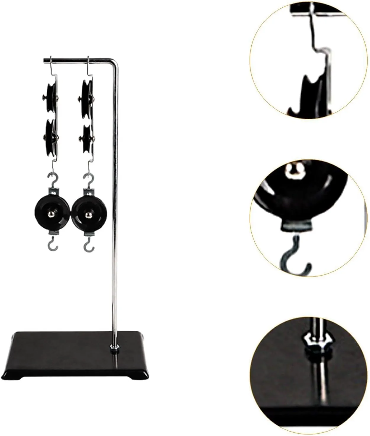 Physics Experiment Pulley Set Pulleys Block Multipurpose Portable with Base Demonstrator Pulley System Physics Experiment, Thickened Base