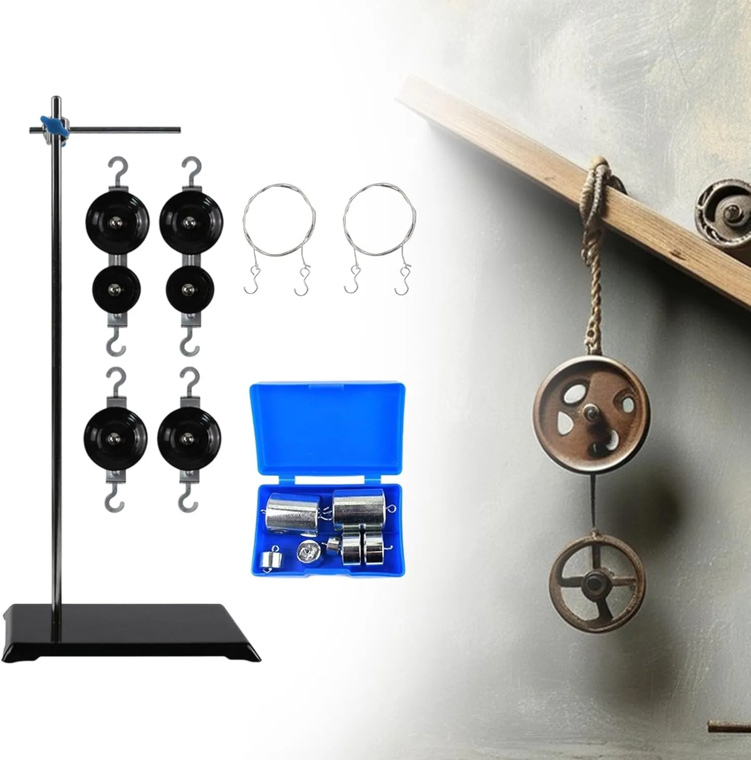 Physics Pulley Set Demonstration Portable Multiuse Movable Pulley Mechanics Study Pulleys Block for Home School Elementary, Style D