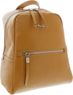 Pierre Cardin Camel Leather Classic Medium Fashion Backpack for womens