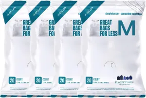 Plasticplace Trash Bags Compatible with simplehuman Code M Packs, White Drawstring Garbage Liners 12 Gallon / 45 Liter, 21" x 30.5" (20 Count/5 Pack)