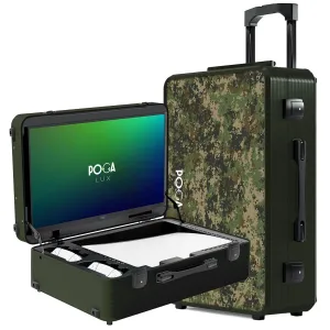 POGA LUX PlayStation 5 Premium Portable Console Travel Case incl. Trolley and 24‘‘ AOC Gaming Monitor - (V3 - Bluetooth Speaker Optional) Camouflage