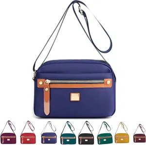 Popularate Nylon Crossbody Bag, Waterproof Lightweight Multi-layer Messenger