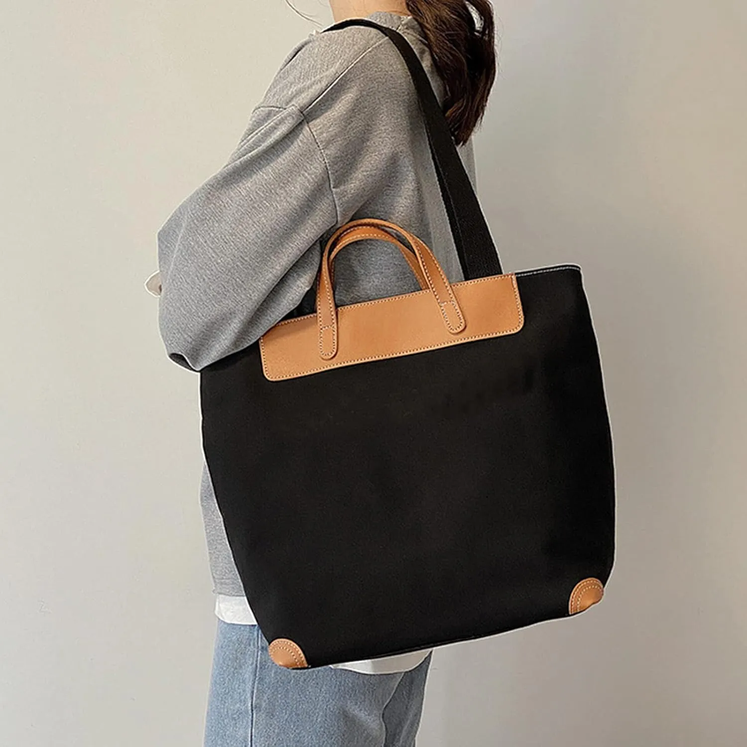 PORRASSO Women Shoulder Bag Casual Handbag Ladies Large Crossbody Bag Canvas