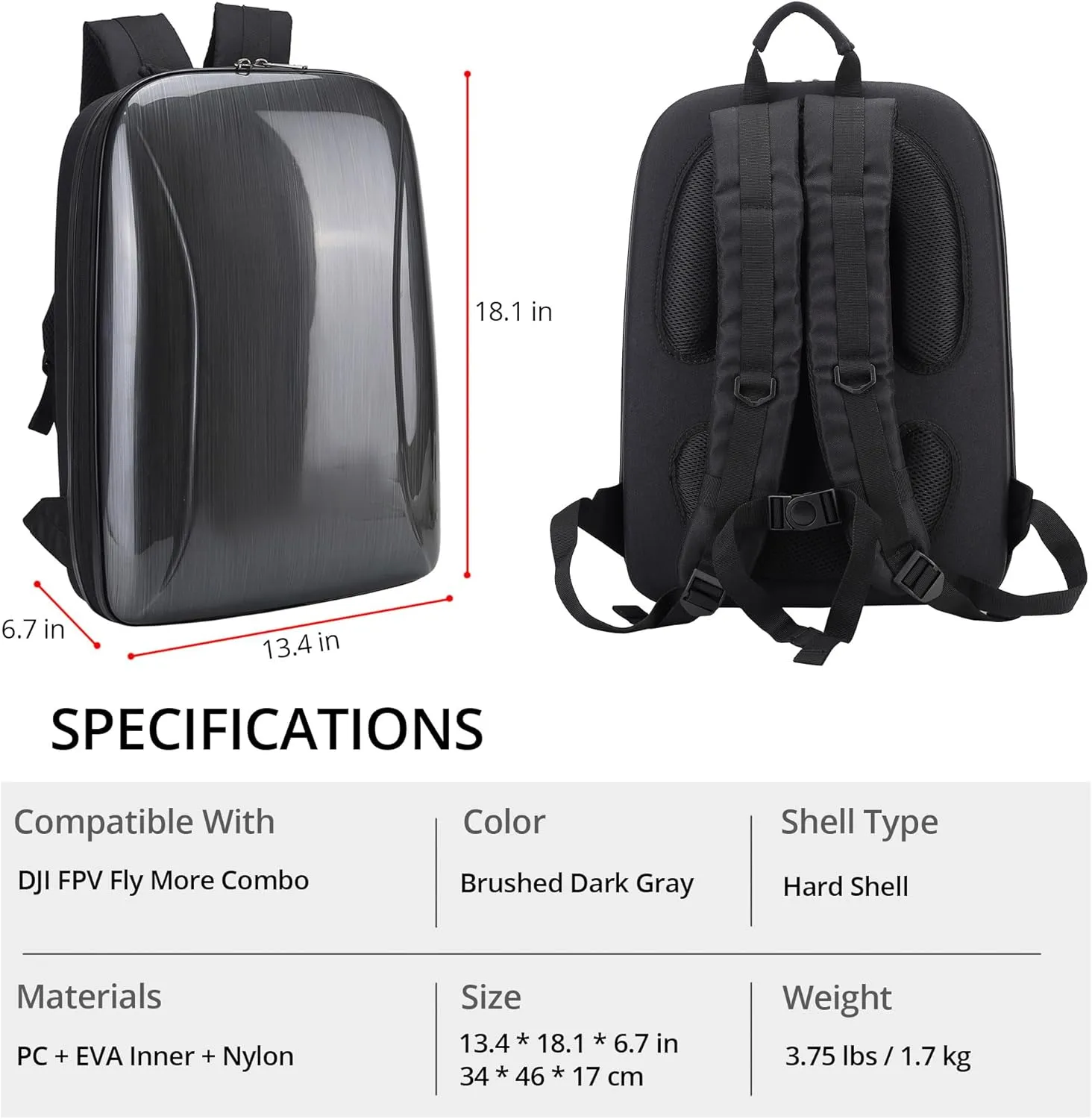 Portable Hard Case for DJI FPV Combo, Waterproof Shockproof Backpack Bag for DJI FPV Explorer Combo, Goggles V2/ Goggles Integra, Remote Controller 2, Motion Controller, Battery & Accessories