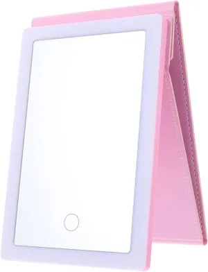 Portable LED Makeup Mirror Folding Cosmetic Mirror with Brightness USB Rechargeable High Definition Surface Present for Women and Friends Stylish Design with Three Light Modes