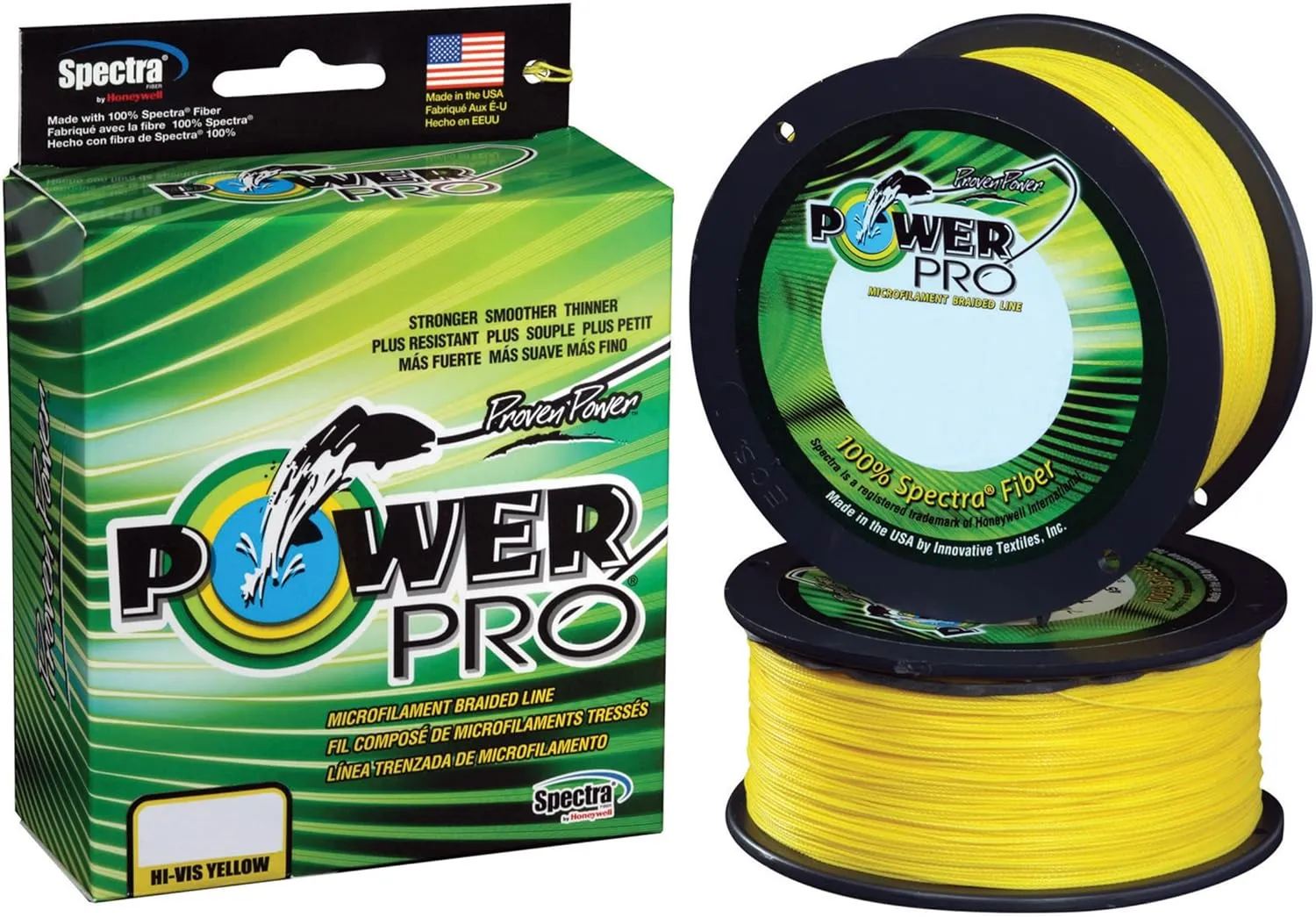 POWER PRO Spectra Fiber Braided Fishing Line, Hi-Vis Yellow, 150YD/8LB