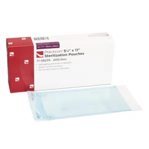 Practicon 5.25” x 11” Self-Sealing Sterilization Pouches, Autoclave Sterilizer Bags with Indicators for Dental, Medical, Tattoo, Nail Instruments and Tools, 200 Per Box