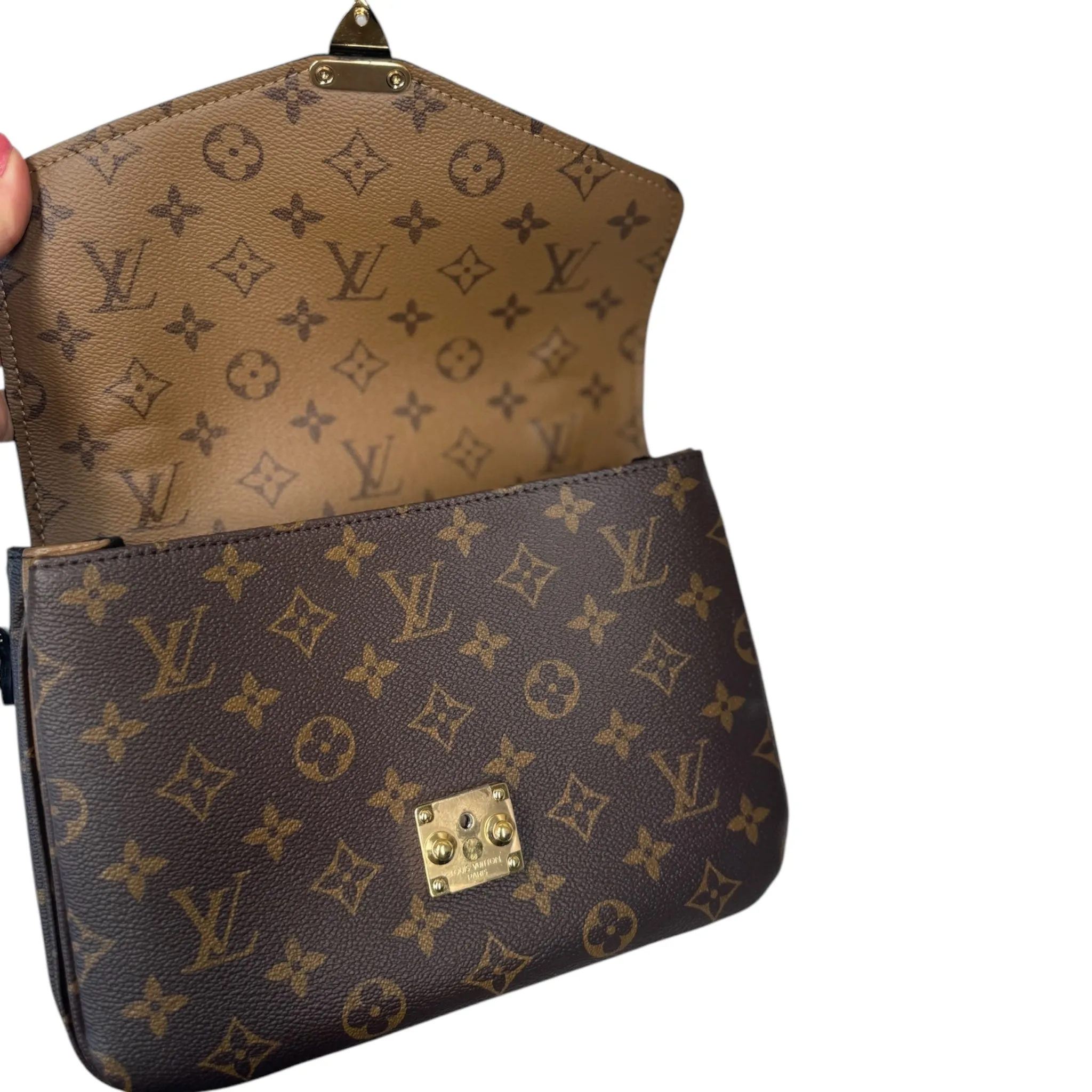 PRE-OWNED LV Reverse Monogram Pochette Metis Canvas Crossbody Bag