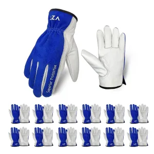 Premium Leather Work Gloves - Durable, Water Resistant, Class 4 Abrasion Resistant