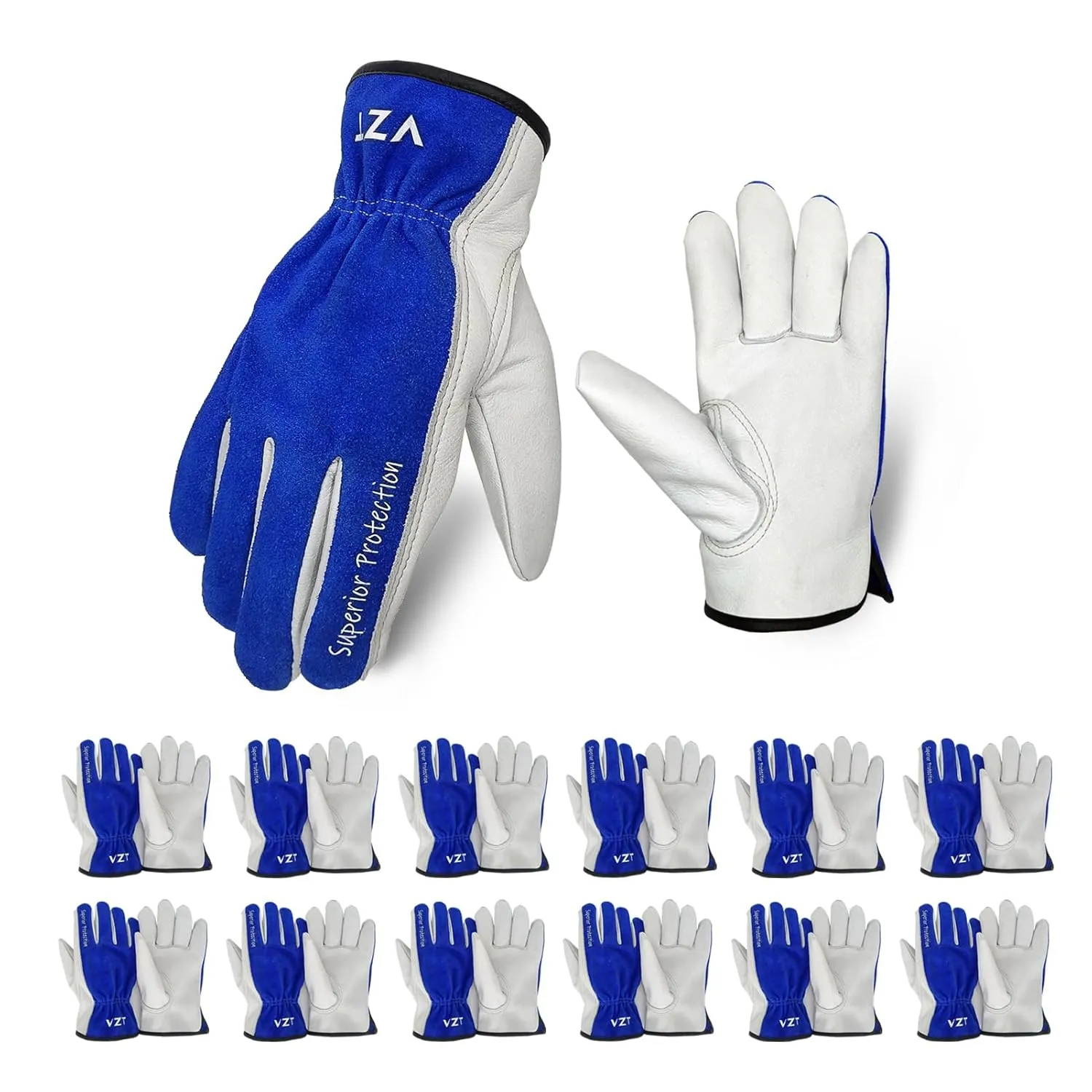Premium Leather Work Gloves - Durable, Water Resistant, Class 4 Abrasion Resistant