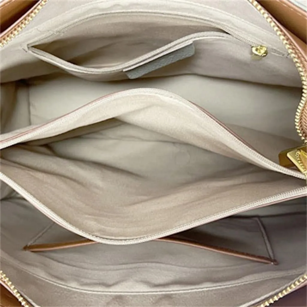 Premium Texture Color Collision Large Capacity Layer Cowhide Ladies Commuting