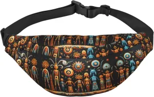 Primitive Totem Large Fashion Crossbody Waist Bag, Travel Casual Boys Waist Bag, Suitable for Sports, Running, Cycling, Traveling, Fishing