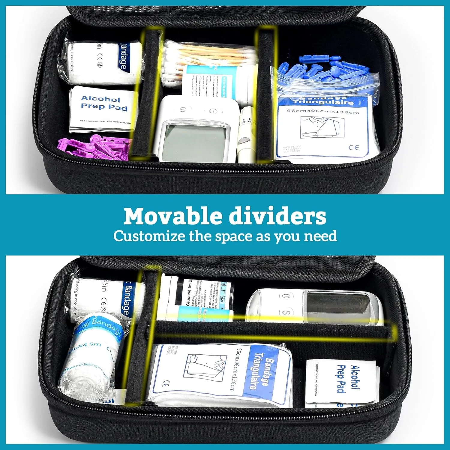 ProCase Diabetic Supplies Hard Travel Case, Diabetes Storage Bag for Glucose Meter, Insulin Pen, Blood Sugar Test Strips, Syringe, Needles and More Kits, Diabetic Care Kits Organizer Holder -Black