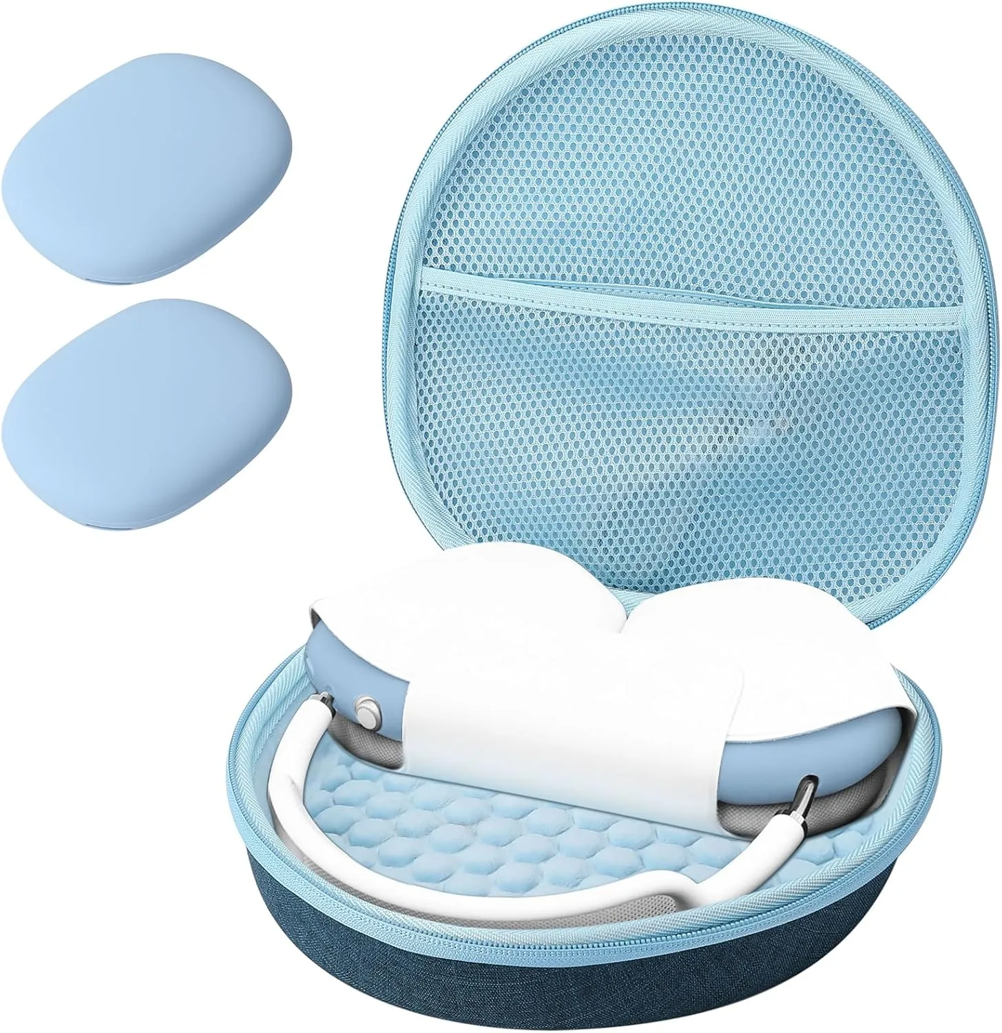 ProCase Hard Case for AirPods Max, Travel Carrying Headphone Case with Silicone Earpad Cover & Mesh Pocket, AirPods Max Protective Portable Storage Bag -Navy