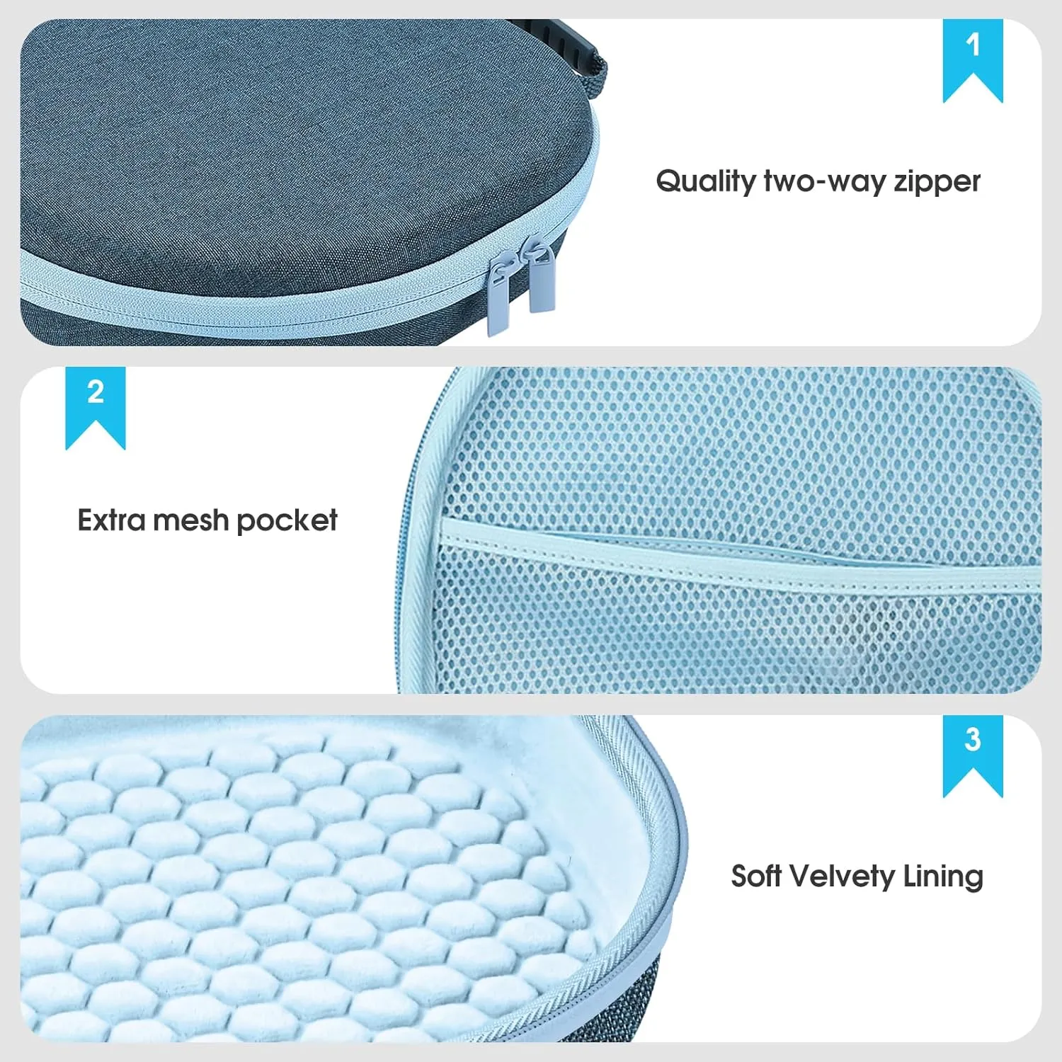ProCase Hard Case for AirPods Max, Travel Carrying Headphone Case with Silicone Earpad Cover & Mesh Pocket, AirPods Max Protective Portable Storage Bag -Navy