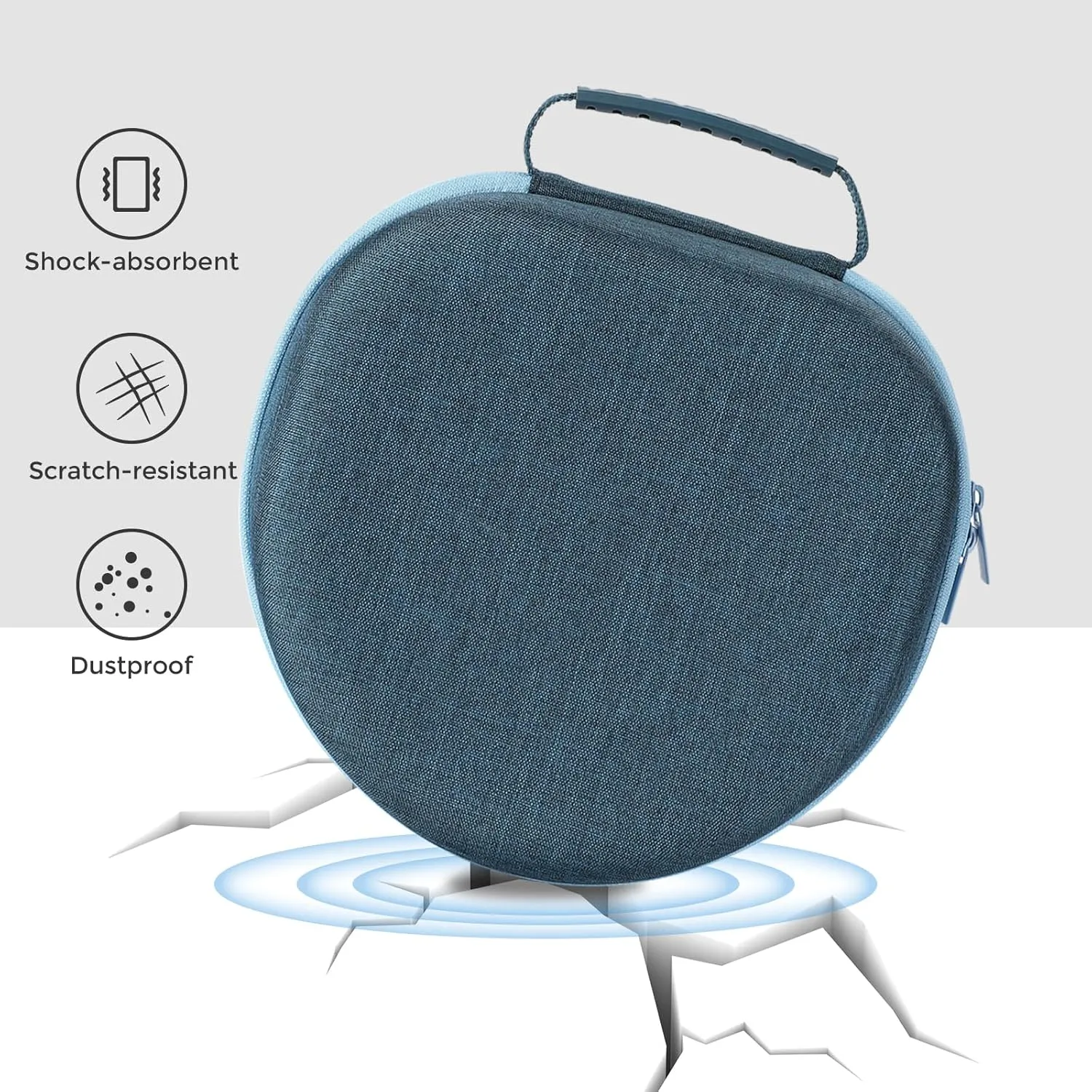 ProCase Hard Case for AirPods Max, Travel Carrying Headphone Case with Silicone Earpad Cover & Mesh Pocket, AirPods Max Protective Portable Storage Bag -Navy
