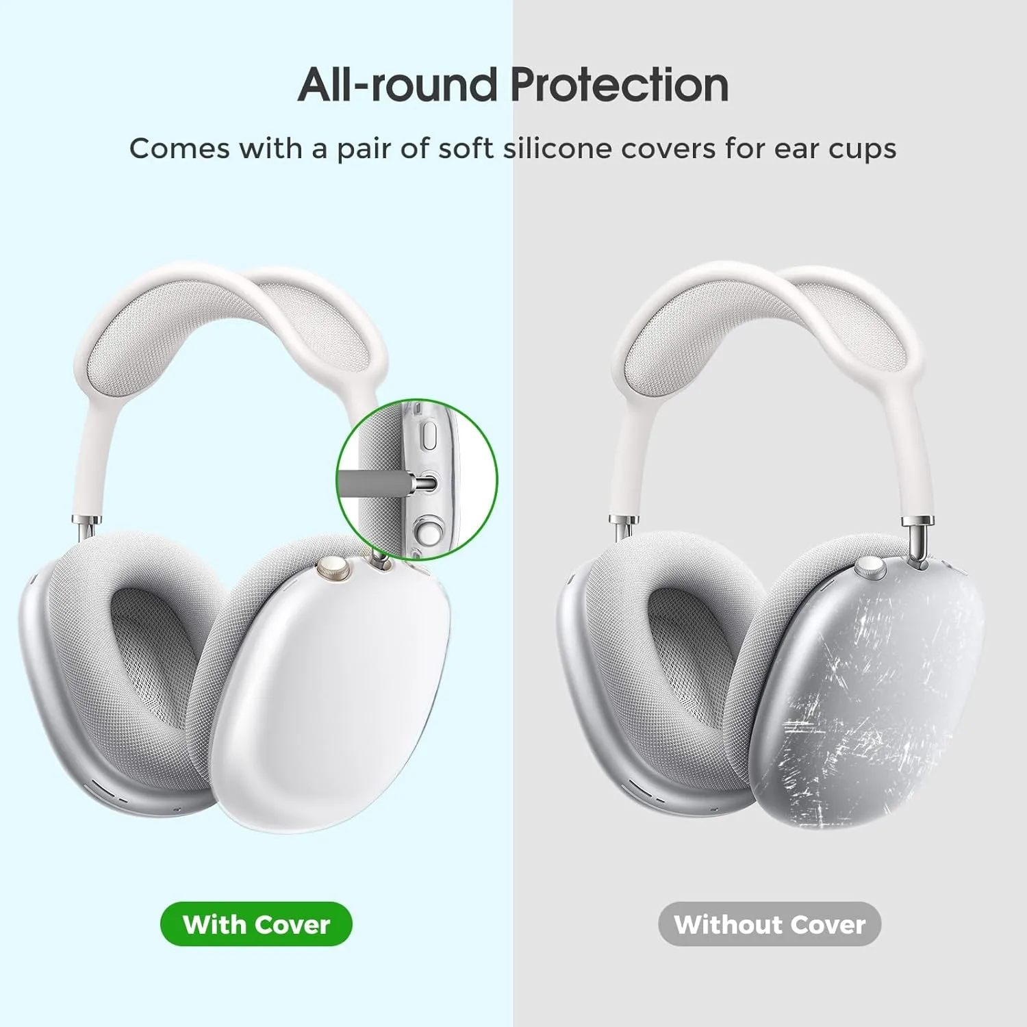 ProCase Hard Case for New AirPods Max, Travel Carrying Headphone Case with Silicone Earpad Cover & Mesh Pocket, AirPods Max Protective Portable Storage Bag -Blackclear