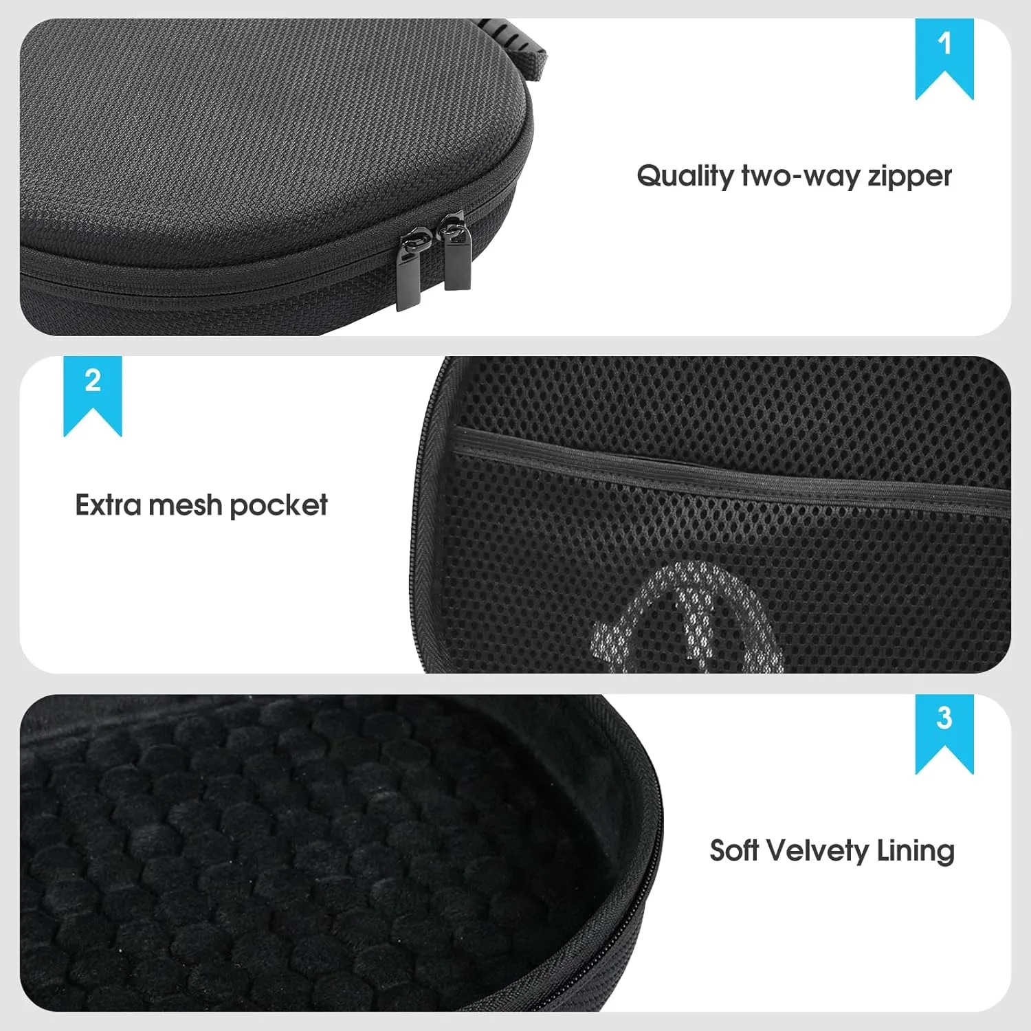 ProCase Hard Case for New AirPods Max, Travel Carrying Headphone Case with Silicone Earpad Cover & Mesh Pocket, AirPods Max Protective Portable Storage Bag -Blackclear
