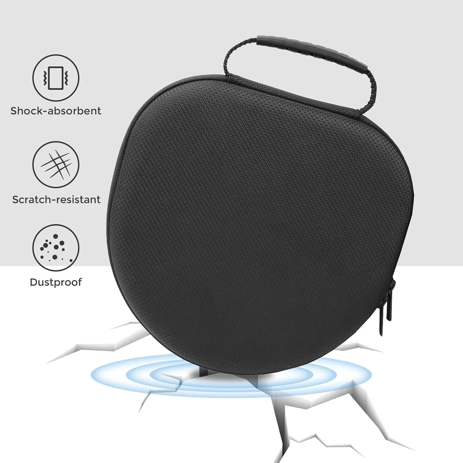 ProCase Hard Case for New AirPods Max, Travel Carrying Headphone Case with Silicone Earpad Cover & Mesh Pocket, AirPods Max Protective Portable Storage Bag -Blackclear