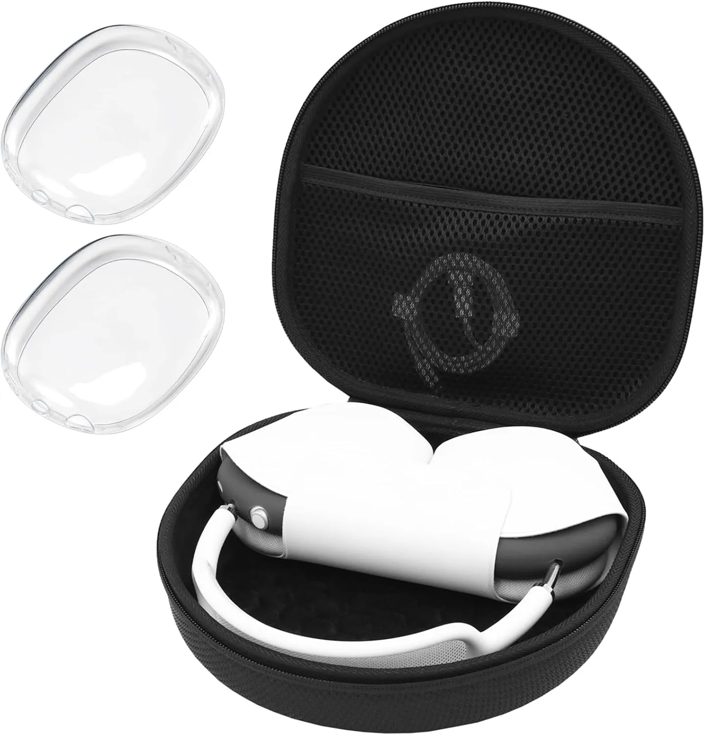 ProCase Hard Case for New AirPods Max, Travel Carrying Headphone Case with Silicone Earpad Cover & Mesh Pocket, AirPods Max Protective Portable Storage Bag -Blackclear
