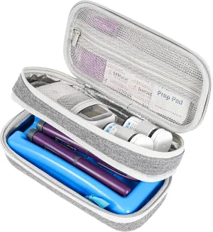 ProCase Insulin Cooler Travel Carrying Case, Portable Diabetes Cold Medication Organizer with Ice Brick, Upgraded Chill Pill Insulation Hard Bag for Insulin Pen Syringes Needle Kits Holder (Grey)