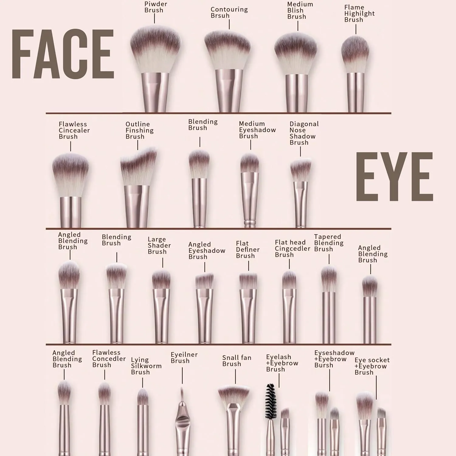 Professional Makeup Tools Set, 54pcs set Cosmetic Brush & Sponge & Puff & Headband & Brush Cleaning Bow Set,Facial Makeup & Cleaning Accessories, Makeup Products, Valentine Day Gift for her