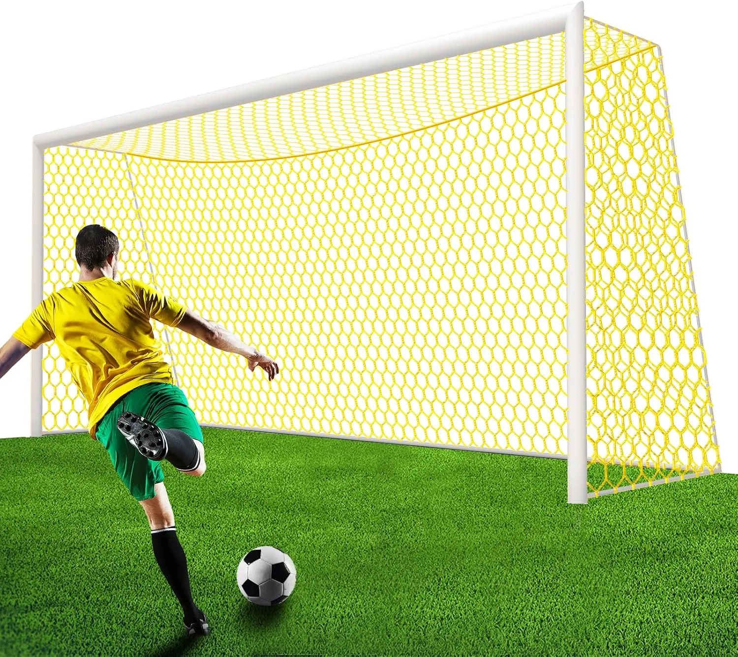 Professional Soccer Goal Replacement Net 24x8FT, 18.5x6.5FT, Upgraded Durability [4mm Nylon, 4" Hexagonal], Enhanced All-Weather, Higher Tensile Strength & More Abrasion Resistant (Net Only)
