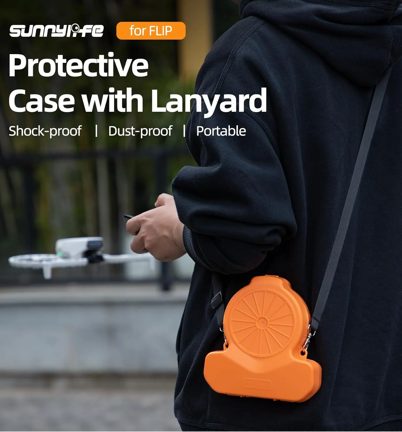 Protective Case with Lanyard Shock-proof Dust-proof Portable Carrying Case Plastic Travel Bag for DJI Flip Fly More Combo (ORANGE)