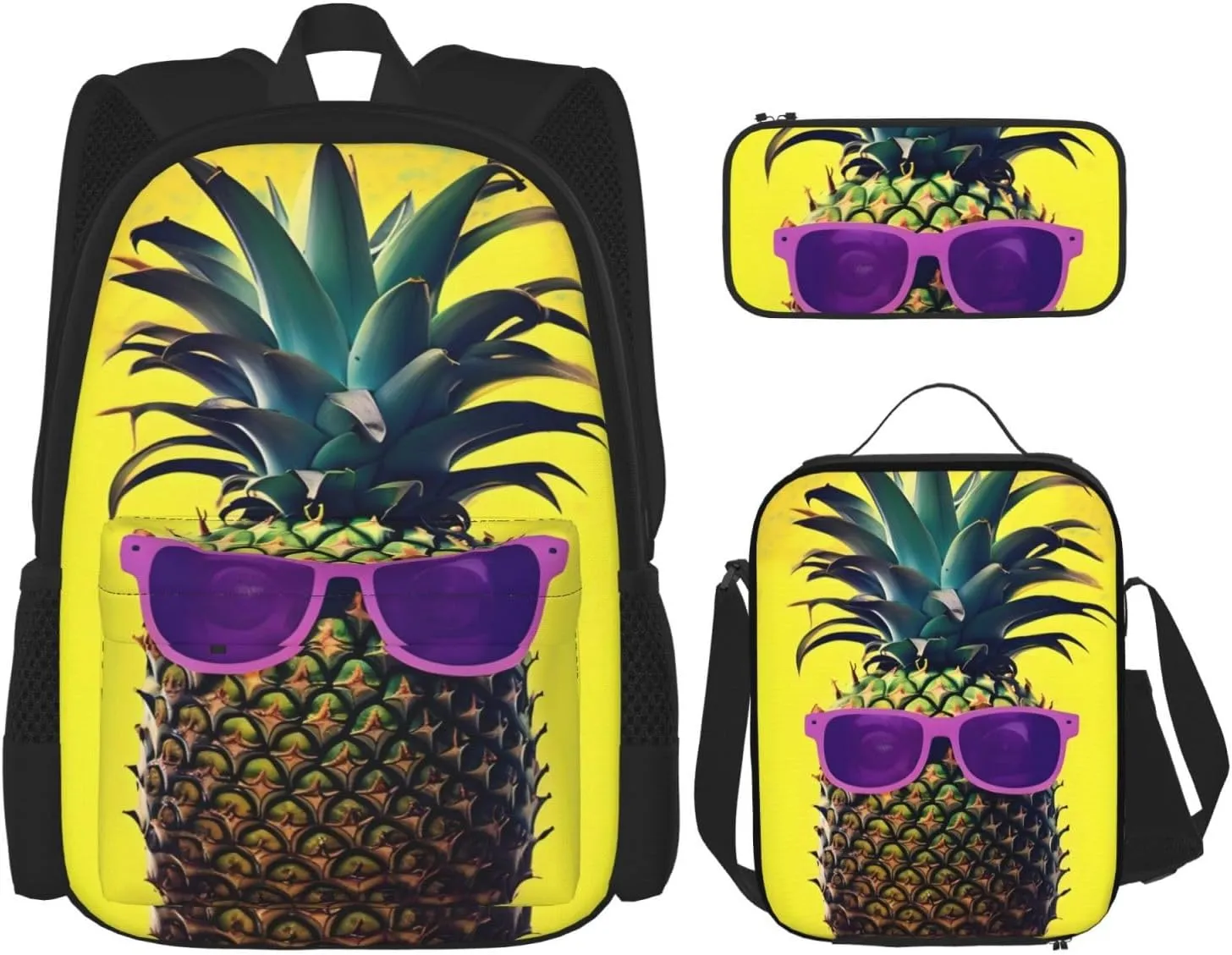Psych Pineapple Quote Print Comfortable Adjustable Shoulder Casual Fashion Backpack Lunch Bag Pencil Case