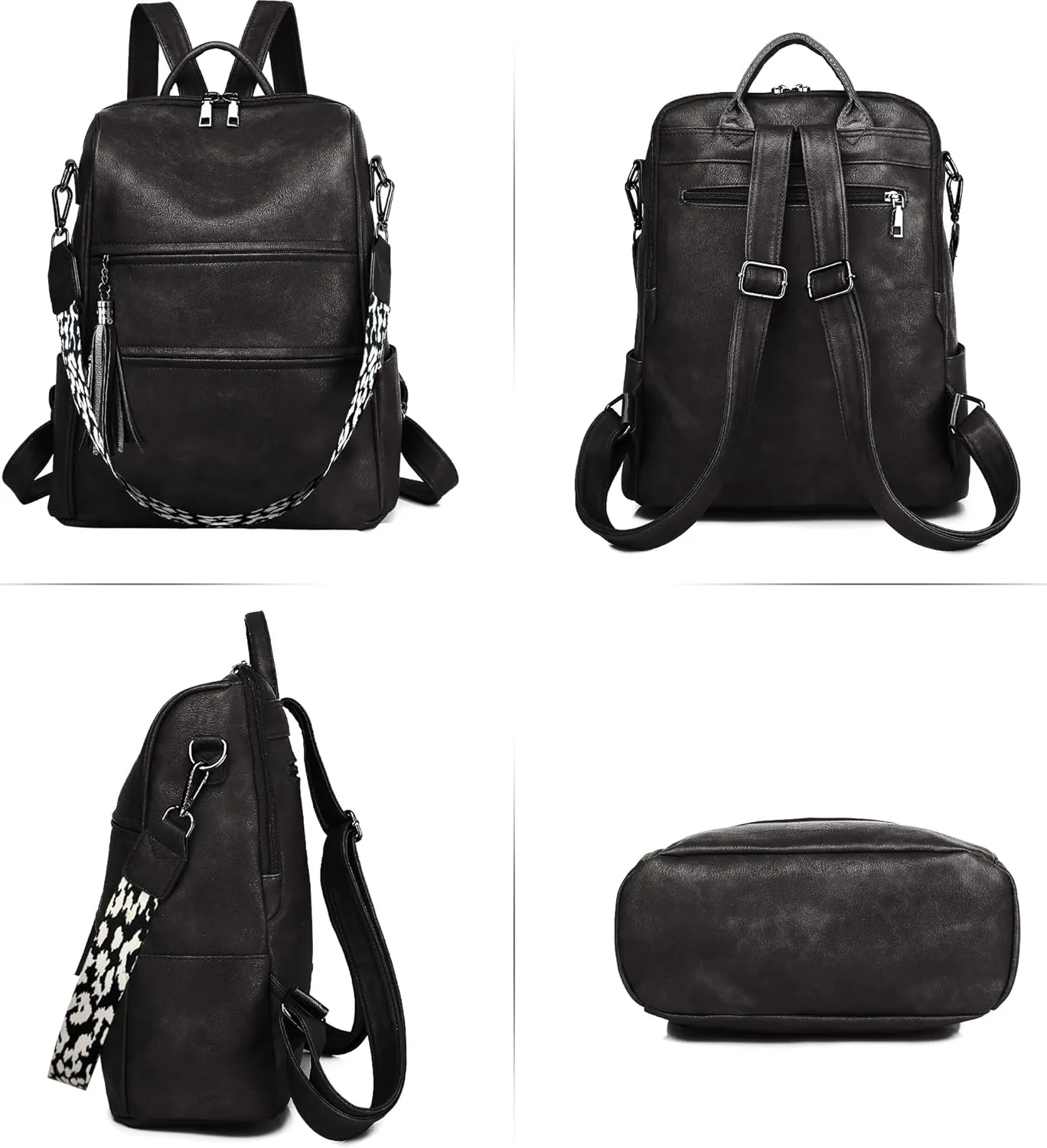 PU Leather Backpack Purse for Women, Multipurpose Design Shoulder Bag Handbags Convertible Fashion Travel bag with Wristlet