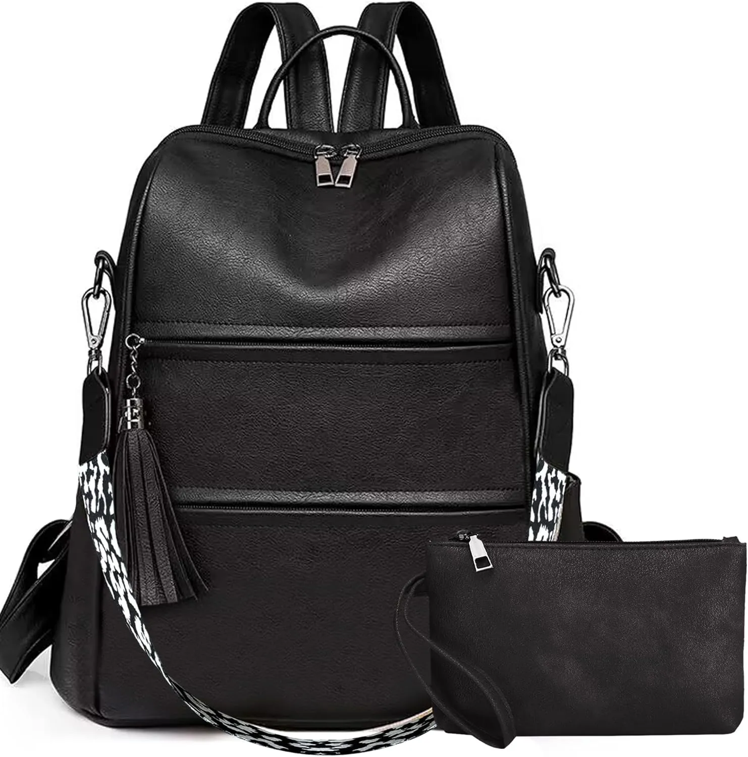 PU Leather Backpack Purse for Women, Multipurpose Design Shoulder Bag Handbags Convertible Fashion Travel bag with Wristlet