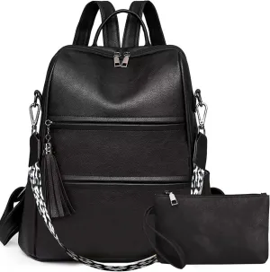 PU Leather Backpack Purse for Women, Multipurpose Design Shoulder Bag Handbags Convertible Fashion Travel bag with Wristlet