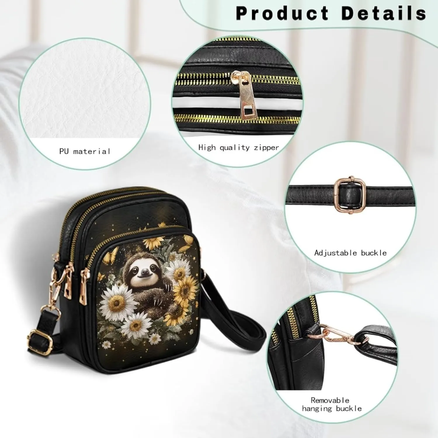 PU Leather Crossbody Bags for Women Ladies Lightweight Cross Body Shoulder Purses Handbag with Muti Zipper Pockets
