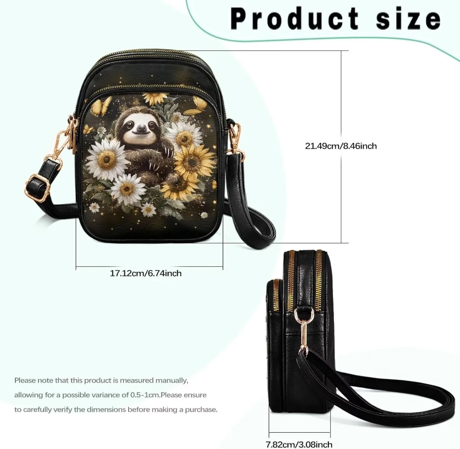 PU Leather Crossbody Bags for Women Ladies Lightweight Cross Body Shoulder Purses Handbag with Muti Zipper Pockets