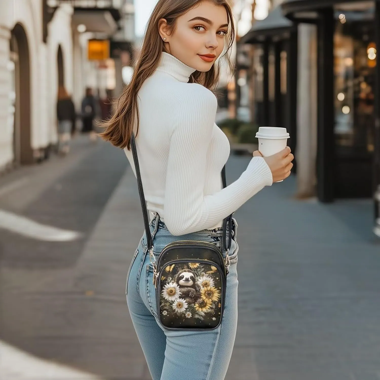 PU Leather Crossbody Bags for Women Ladies Lightweight Cross Body Shoulder Purses Handbag with Muti Zipper Pockets