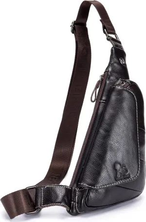 pundarika Genuine Leather sling bag for men women casual crossbody backpack small shoulder bag chest bag