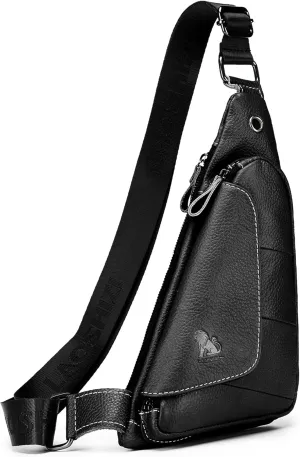 pundarika Genuine Leather sling bag for men women casual crossbody backpack small shoulder bag chest bag