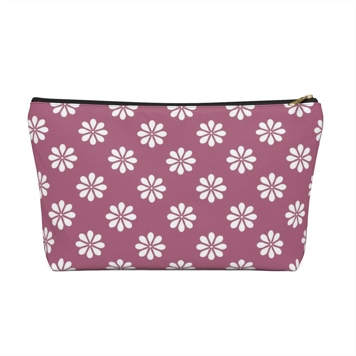 Purple Floral Accessory Pouch w T-bottom