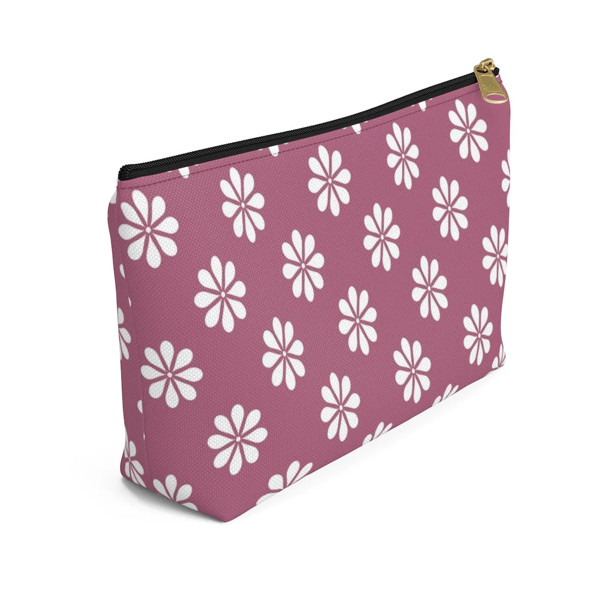 Purple Floral Accessory Pouch w T-bottom