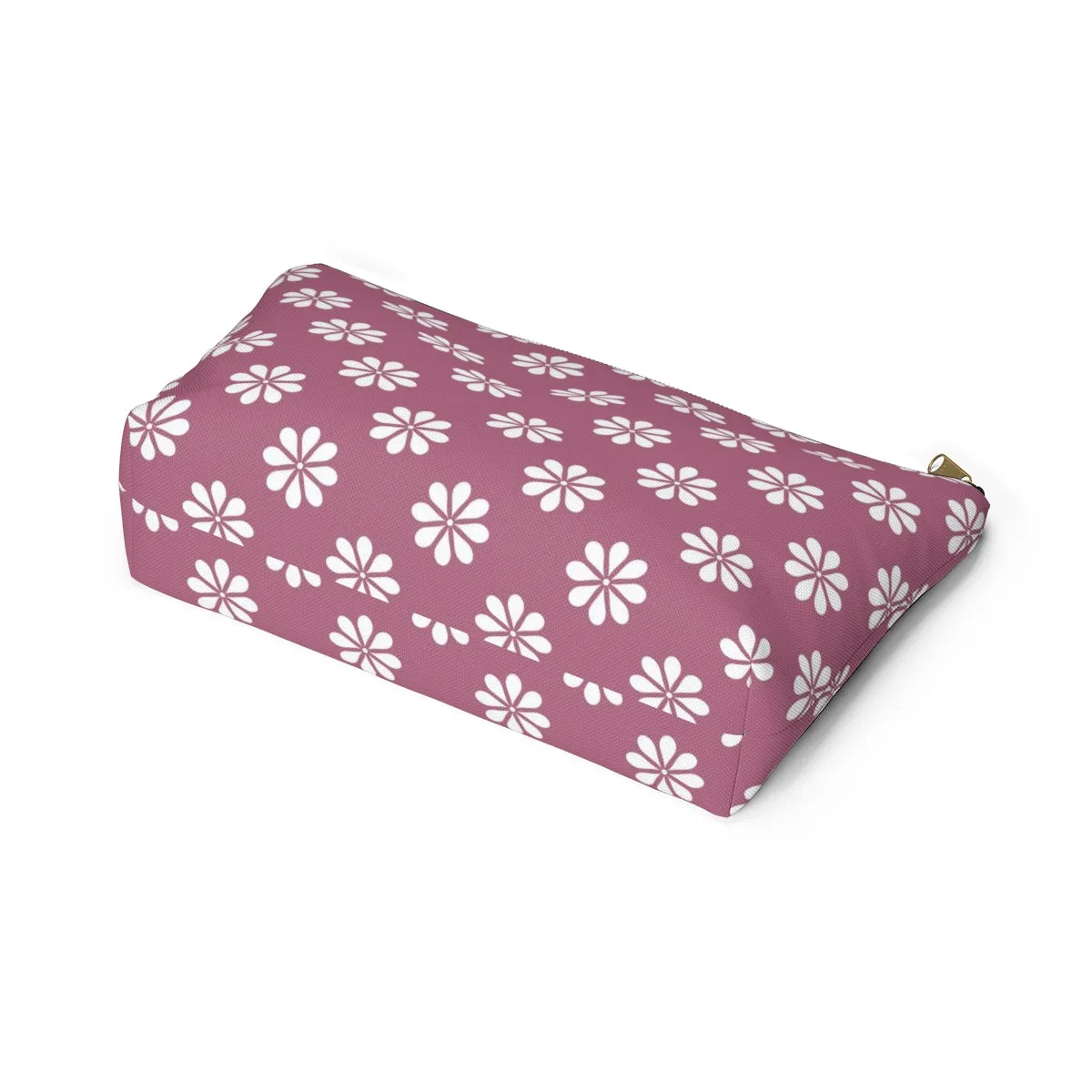 Purple Floral Accessory Pouch w T-bottom
