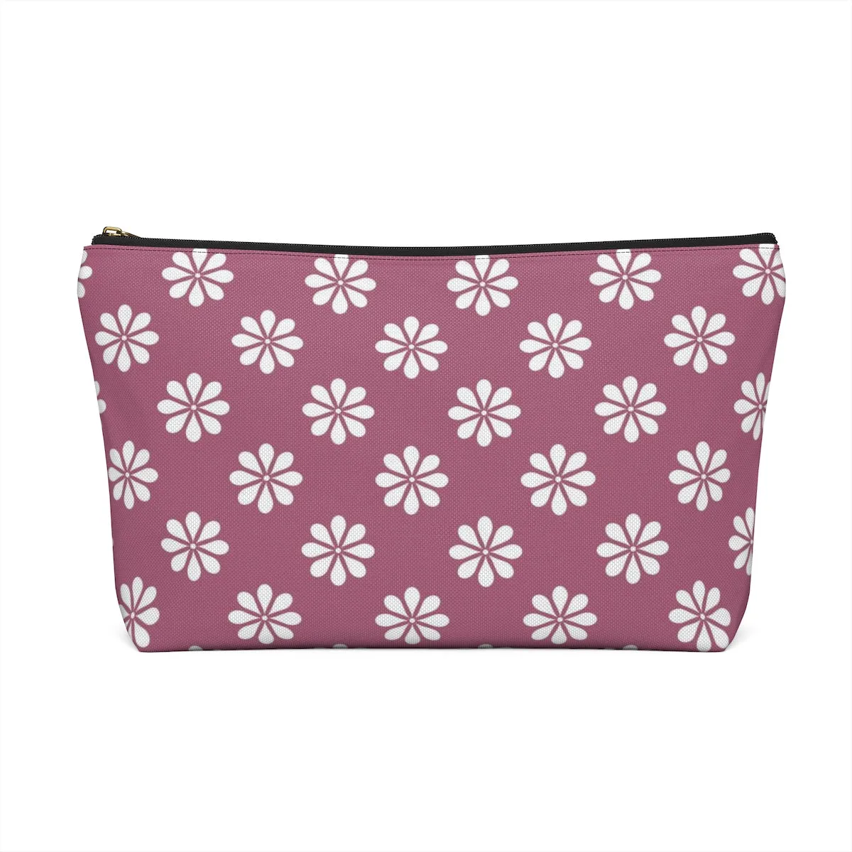 Purple Floral Accessory Pouch w T-bottom