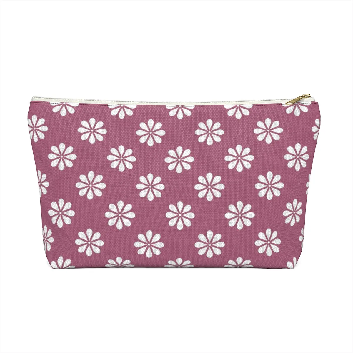 Purple Floral Accessory Pouch w T-bottom