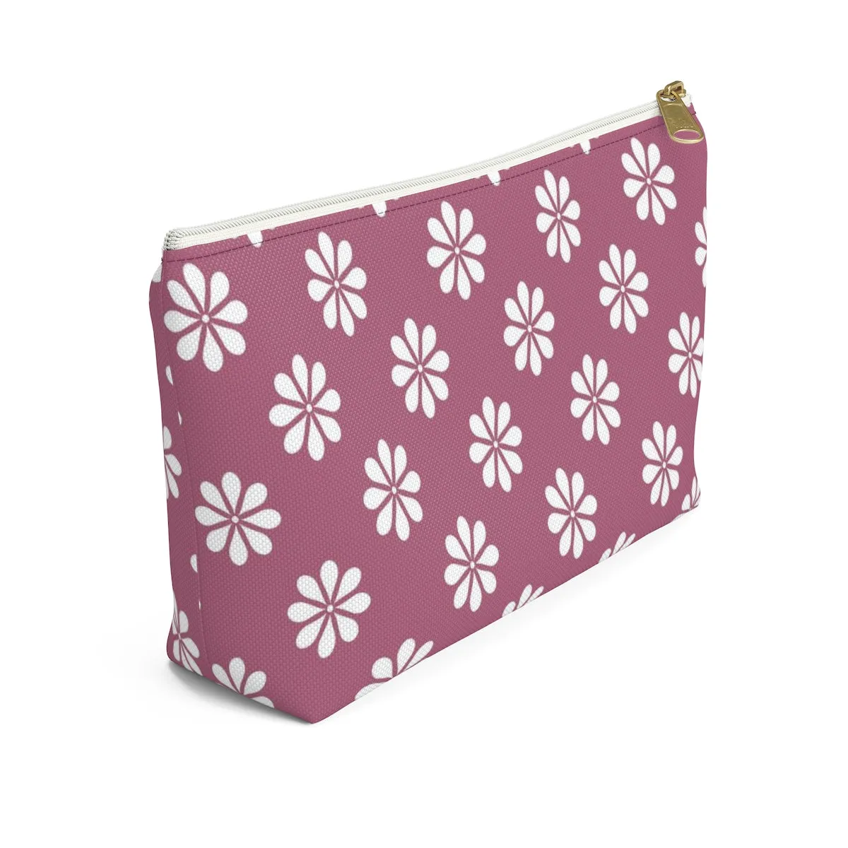 Purple Floral Accessory Pouch w T-bottom