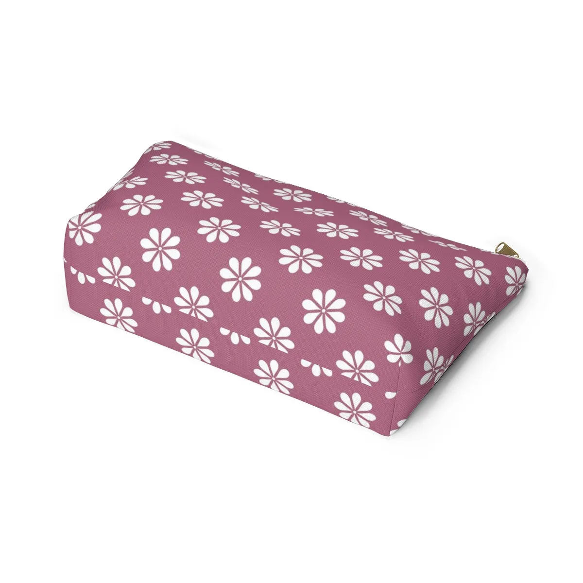 Purple Floral Accessory Pouch w T-bottom