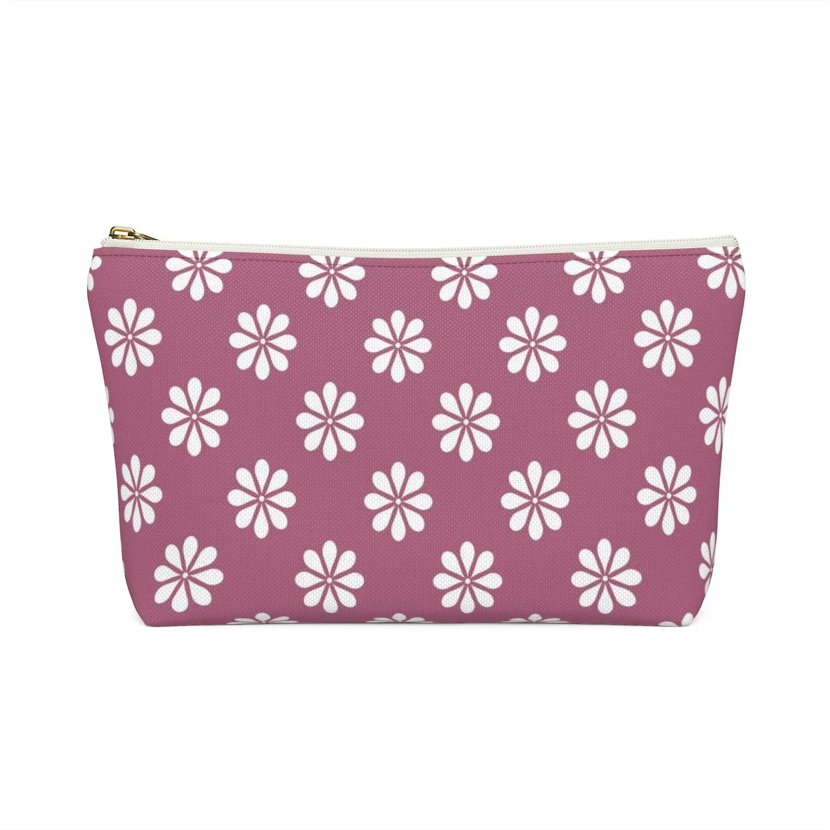 Purple Floral Accessory Pouch w T-bottom
