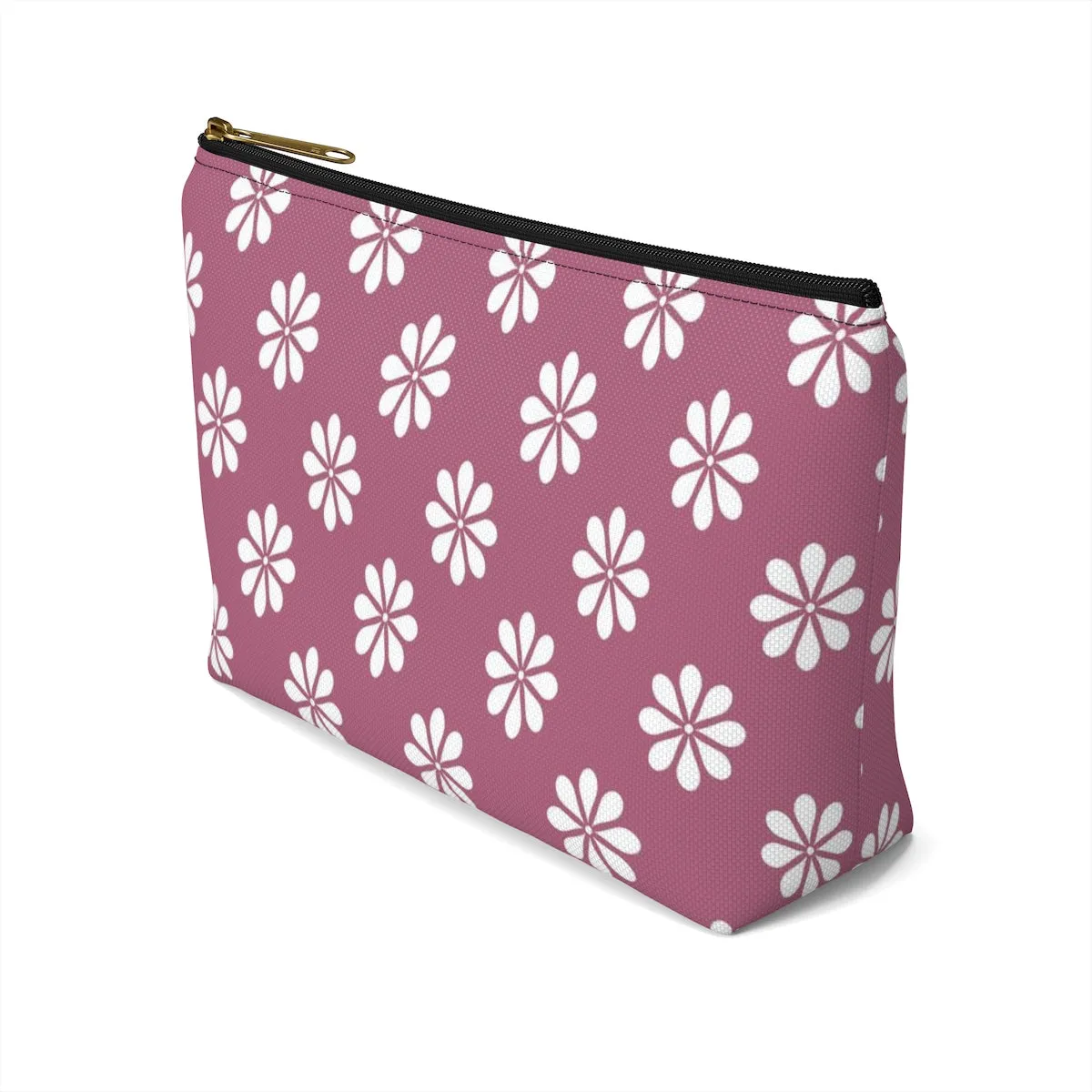 Purple Floral Accessory Pouch w T-bottom