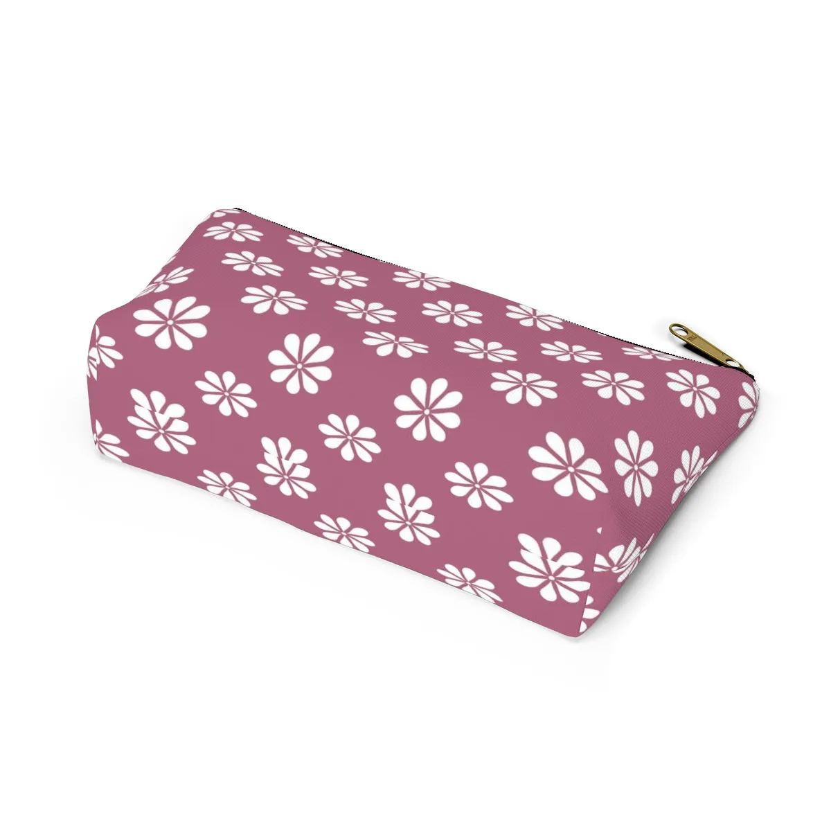 Purple Floral Accessory Pouch w T-bottom